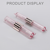 Conteneur de brillant à lèvres PETG double face 2-en-1 avec brosse en silicone et bouchon à vis, impression sérigraphique de logo personnalisé, couleur personnalisée, OEM