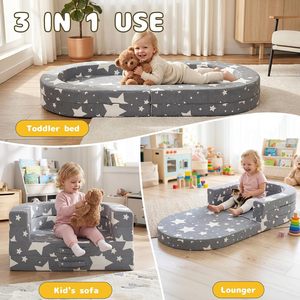 OEM Travel Toddler <b>Bed</b> 3 in 1 <b>Portable</b> Foldable Chair Soft Foam Floor Lounger with Washable Cover Modern Travel Kids Travel <b>Bed</b> - Product Image 2