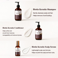 Shampooing, après-shampoing et sérum pour le cuir chevelu à la biotine et à la kératine, marque privée OEM ODM, ensemble de soins capillaires en 3 étapes pour les cheveux secs, faibles, fins et abîmés