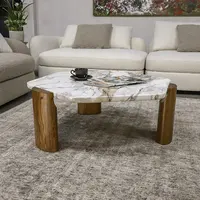 Tavolino da salotto in marmo di pietra di Design di vendita calda tavolini da caffè di lusso set di tavolini da salotto gambe in legno
