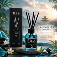 Diffuseur de parfum d'ambiance de luxe en verre rond de 130 ml avec bâtonnets en rotin, coffret cadeau pour chambre à coucher
