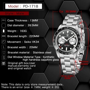 PAGANI DESIGN PD-1718 2025 Nouvelle montre à quartz pour homme BB Panda rétro 40MM Chronographe Saphir - Product Image 6