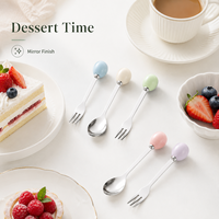 Ensemble de couverts en acier inoxydable avec poignée colorée pour enfants, idéal pour gâteaux, desserts, fêtes, cadeaux, vente en gros