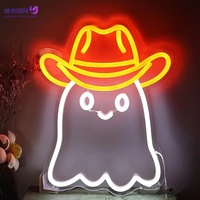 Enseigne néon LED Cowboy Fantôme d'Halloween, Décoration murale en acrylique alimentée par USB pour Chambre, Chambre d'enfant, Bar et Salle de jeux, Personnalisation disponible