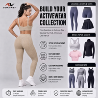 Ensemble de yoga côtelé sans couture kaki 2 pièces pour femme : soutien-gorge à bretelles et leggings taille croisée en V, personnalisable avec logo OEM ODM, idéal pour la gym, le fitness et l'entraînement sportif