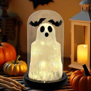 Decoración de Mesa de Halloween con Fantasma Adorable con Luz, Fantasma de Halloween en Campana Transparente con Luz para Decoración del Hogar en Días Festivos - Product Image 1