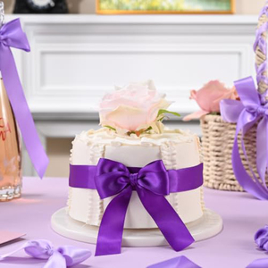 Cinta de Raso Lisa de Doble Cara Clásica de 28 mm de Ancho, Color Morado Violeta, para Ceremonia de Boda - Product Image 4