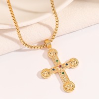 Collier en alliage de zinc croisé incrusté de diamants transfrontalier Niche haut de gamme et pendentif de prière à la mode Bijoux de chaîne pour femmes