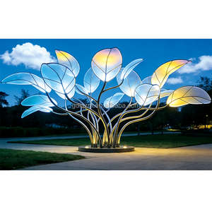 Gradient Leaf <strong>Cluster</strong> LED Sculpture <strong>Light</strong> (Stainless Steel + PC) IP65 Waterproof Landscape Garden Decor Lighting Remote Button - Product Image 2