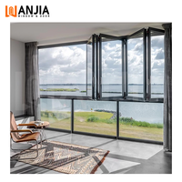 WANJIA Fenêtres pliantes à glissière pour balcon en aluminium Fenêtres en verre bicolores en aluminium