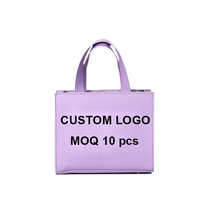 2022 MOQ 10 pezzi stampa personalizzata logo donna shopping borsa a tracolla in pelle pu e borse cinghie firmate piccole borse tote
