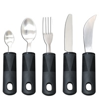 Ensemble de cuisine 5 pièces larges poignées antidérapantes non lestées pour les tremblements des mains arthrite parkinson ou ustensiles adaptatifs pour personnes âgées