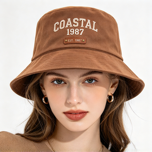 Sombrero de Pescador Reversible de Gamuza Sintética para Hombre y Mujer, Estilo Vintage Costero 1987, Bordado, Forrado de Sherpa, para Primavera/Verano, Cálido para Actividades al Aire Libre - Product Image 1
