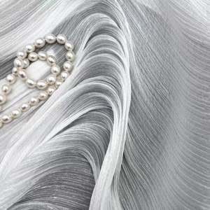 Stock de crêpe brillant scintillant tissu de mousseline de soie de polyester recyclé transparent plissé tulle <span class=keywords><strong>voile</strong></span> vêtement de mariage - Product Image 1