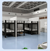 Lit superposé en métal design moderne avec rangement et bureau pour adultes pour chambre d'école, hôtel, appartement ou hôpital
