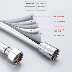 Manguera de Ducha de PVC de Alta Calidad Jade Hill S-6, Diseño Moderno Plateado, Brillante, Suave y Flexible, para Baño, Cocina, Inodoro, con Presión - Product Image 4