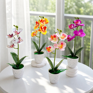 Orchidées Phalaenopsis artificielles avec pot, plantes en pot simulées imprimées en 3D, décorations de bureau à domicile - Product Image 2