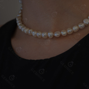 Collar de perlas de agua dulce extragrande de oro de 18k para mujer, joyería de lujo de Gemnel, Plata de Ley 925 - Product Image 2