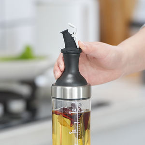 Botol Dispenser cuka minyak kaca kecil 570ml, Set tutup Stainless Steel anti bocor untuk memasak di dapur rumah - Product Image 2
