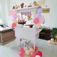 Chariot de Présentation Pliable en Bois, Métal Doré et PVC, avec Roues, pour Fleurs et Bonbons, Vente en Gros, Idéal pour Décoration de Fêtes