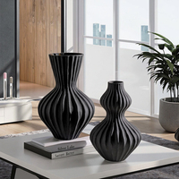 Vase en céramique écologique fait à la main à rayures blanches modernes FANGSHENG, centre de table, jardinière avec dispositif pour fleurs séchées