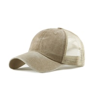 Groothandel Mesh Back Baseball Cap voor Heren, 6 Panelen, Gewassen Denim Design, Verstelbare Gebogen Klep, Hiking, Buitensport, Aangepast Logo