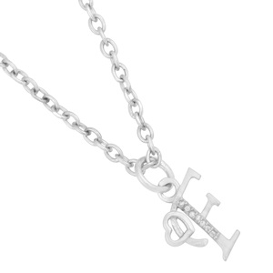 925 <b>Sterling</b> <b>Silver</b> Tiny 'F' <b>Initial</b> Pendant Charm Gold Plated with White CZ Women's <b>Necklace</b>-Fine Jewelry Wholesale - Product Image 3