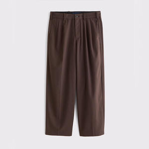 Pantalones Chinos Anchos Plisados Marrones Personalizados para Hombre, Ropa Casual Diaria para el Trabajo y la Ciudad - Product Image 1