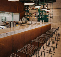 Corian Stone Top Panneau en bois massif Comptoir de bar portable pour bar ou restaurant Bars à domicile Table haute LED