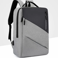 Sac à dos unisexe pour ordinateur portable avec chargement USB, fermeture éclair étanche, motif géométrique, impression de logo personnalisable pour usage professionnel et scolaire