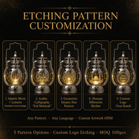 Lanterne LED Ramadan avec logo gravé personnalisé, bougie scintillante en métal, piles USB, 3 tailles, coffret cadeau, Eid, islamique, OEM, vente en gros