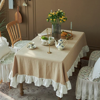 Nappe de style farmhouse à bords volantés, couleur unie, lavable, carrée, pour la décoration de la maison et des banquets