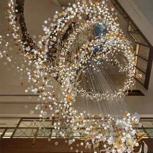 مخصص الفن ضوء الفاخرة فندق مشروع شنقا الثريا اليد المنفوخ كرة زجاجية الثريا