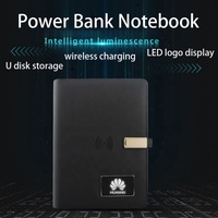 Clé USB 16 Go avec coque rigide en cuir PU, fournitures de bureau, journal, logo personnalisé, chargeur sans fil, bloc-notes avec batterie externe 8000 mAh