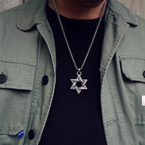 Collar con Colgante de Estrella Hexagonal de Moda Personalizada para Hombre, Collar con Colgante de Acero Inoxidable Plateado, Accesorios de Joyería para Hombre - Product Image 6