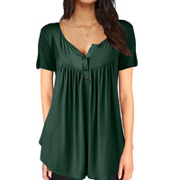 Camiseta holgada de manga corta con botones para mujer, ropa para mujer, gran oferta, venta al por mayor, 2022