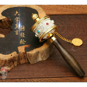 ล้อหมุนมือทำจากทองแดงแท้ งานฝีมือพิเศษจากทิเบต ของตกแต่งเครื่องรางพุทธศาสนา ขายส่ง - Product Image 2