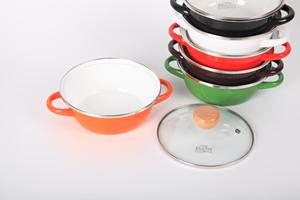 Apan et ustensiles de cuisine de style coréen Casserole en forme de V <span class=keywords><strong>Caserole</strong></span> avec revêtement en émail moucheté <span class=keywords><strong>Caserole</strong></span> avec couvercle en verre - Product Image 2