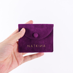 Fashion Luxury Snap Button Flip Cover Small Velvet <b>Envelope</b> <b>Gift</b> Pouch Custom Personalized Jewelry Packaging Bag with Gold Logo - Product Image 5