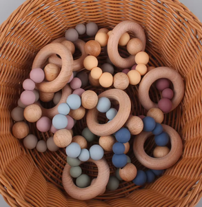 แหวนถักทำจากไม้บีชธรรมชาติสำหรับเด็กทารกสร้อยข้อมือลูกปัดซิลิโคนแบบนิ่มไม่มี BPA สำหรับเด็กทารกเกิดใหม่ - Product Image 5