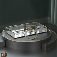 Plateau décoratif rectangulaire en verre moderne et luxueux multifonctionnel pour parfums, maquillage, vaisselle et aliments, accessoire de salon
