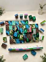 Tuiles de Mahjong Américaines Sculptées en Acrylique à Quatre Couches, Motif Léopard Mixte de Luxe, pour Fêtes Familiales et Divertissement
