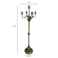 Candélabre de sol vintage américain vieilli à 5 bras, grand chandelier en métal pour bougies coniques, idéal pour centre de table, maison et mariage
