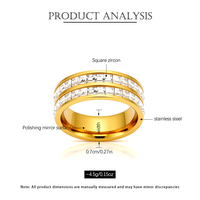 Bague Éternité Large en Acier Inoxydable Plaqué Or 18K avec Double Rangée de Pierres CZ Hypoallergénique pour Hommes et Femmes – Idéale pour Mariage