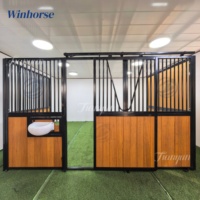 Box modulaire premium TY pour chevaux avec cadre en acier durable à croisillons en V et surface lisse, options de porte battante/coulissante pour écurie.