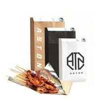 Sac à emporter en kraft doublé de papier aluminium anti-graisse imprimé sur mesure pour l'emballage de poulet frit, de hot-dogs et de barbecue
