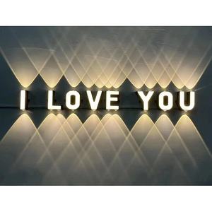 โคมไฟติดผนัง LED โคมไฟตัวอักษรขึ้นและ<span class=keywords><strong>ลง</strong></span>กลางแจ้ง Ip65กันน้ำไฟสวนระเบียงอลูมิเนียมตัวอักษรโคมไฟติดผนัง - Product Image 2