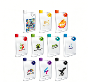Frosted Cup Custom Printed Logo Notebook Shaped <b>Water</b> <b>Bottle</b> <b>Flat</b> Portable Transparent Plastic Cup Office Home & travel use - Product Image 5