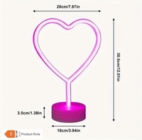 Lampe de table en forme de cœur pour la Saint-Valentin, lumière LED alimentée par piles pour la chambre à coucher, la décoration de mariage, de fête d'anniversaire