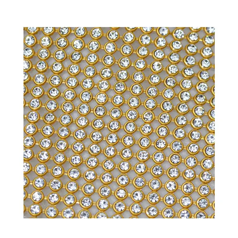 Factory directly sale gold silver diamond adhesive glued aluminum mesh 3mm for bag and shoes use accessories glitter drill cloth